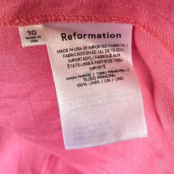 NWT Reformation Wiley Linen Mini Pink Dress Size 10 - Picture 8 of 9